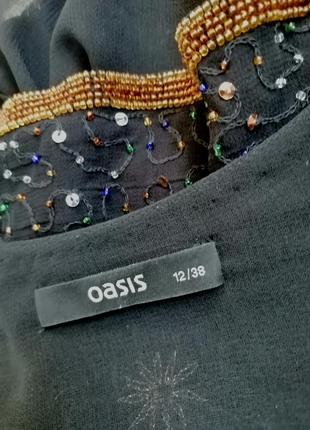 Нарядна блузка з вишивкою паєтками та бісером вечірня святкова маку oasis8 фото