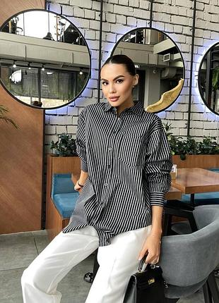 Коттоновая женская оригинальная рубашка в полоску с бантом на спине полосатая рубашка свободного кроя