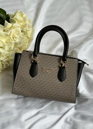 Женская брендовая сумка michael kors marilyn large logo grey2 фото