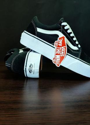 Vans old skool platforma black / white на високій підошві