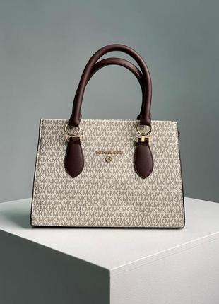 Женская брендовая сумка michael kors marilyn large logo ivory1 фото