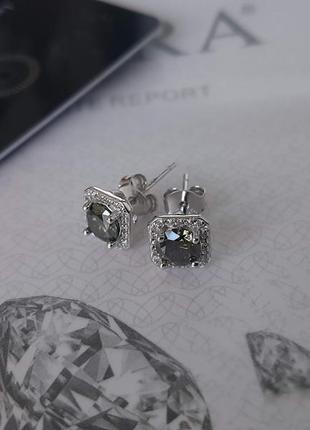 Сережки гвоздики муассаніт 5мм срібло 925 діамант2 фото