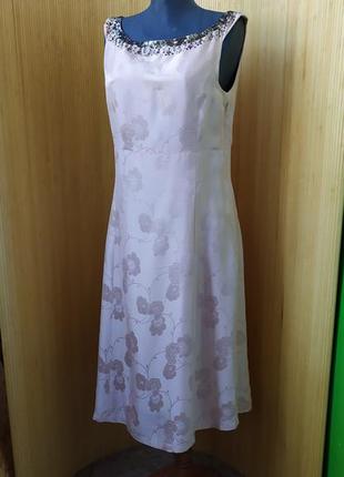 Плаття футляр натуральний шовк noa noa / олівець / коктейльне / розшите паєтками