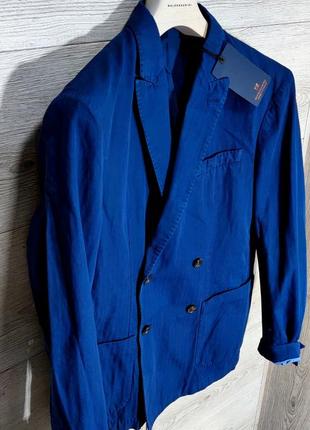 Чоловічий бавовняний елегантний дво бортовий піджак scotch&amp;soda у синьому кольорі розмір 502 фото