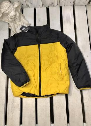 Куртка на весну брендовая детская для мальчика tifossi желтая черная 116,140