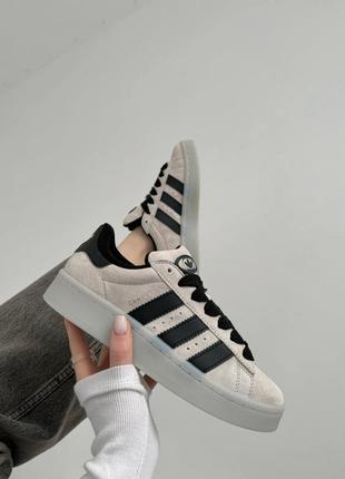 Женские замшевые кроссовки / кеды adidas campus grey beige5 фото