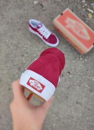 Vans old skool высокие bordo / white4 фото