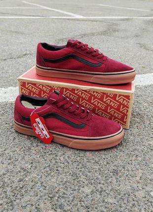 Vans old skool wine red / grey4 фото