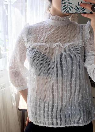 Біла шкільна блуза сорочка atmosphere s m, белая школьная форма рубашка 1 сентября обмен