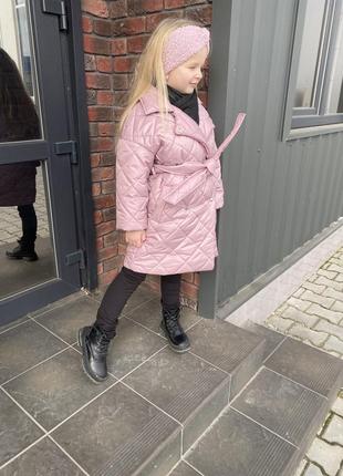 Весенняя куртка для девочки пальто детское для девочки розовое4 фото