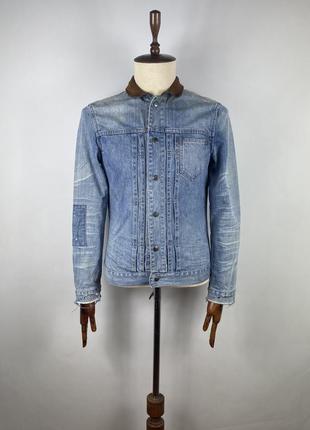 Чоловіча джинсова куртка allsaints ibanez distressed blue denim jacket size m7 фото