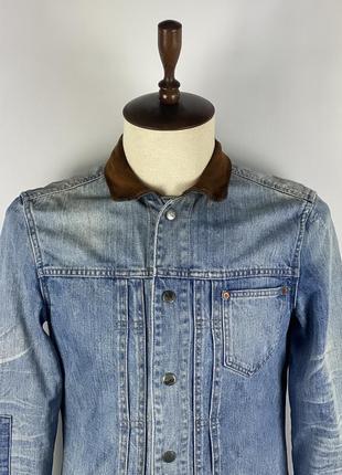 Чоловіча джинсова куртка allsaints ibanez distressed blue denim jacket size m10 фото