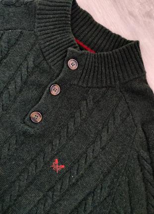 Теплый свитер шерстяной с горловиной с косами4 фото