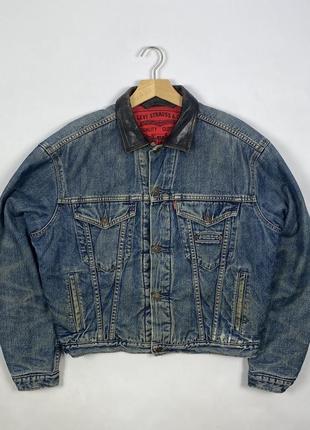 Рідкісна вінтажна утеплена джинсова куртка vintage 1989 levis distressed warn blue denim jacket