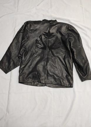 Стильный винтажный оверсайз куртка пиджак блейзер из натуральной кожи3 фото