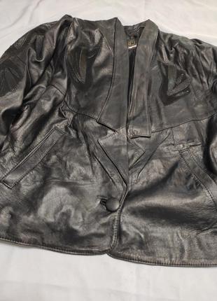 Стильный винтажный оверсайз куртка пиджак блейзер из натуральной кожи2 фото
