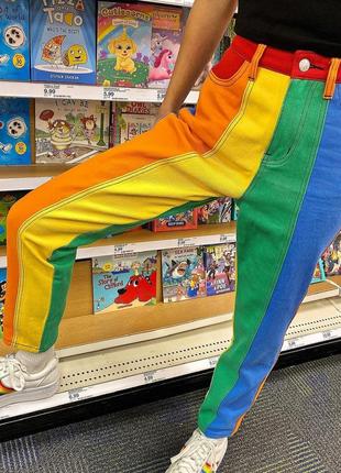 Delia*s rainbow женские разноцветные джинсы мом с высокой посадкой2 фото