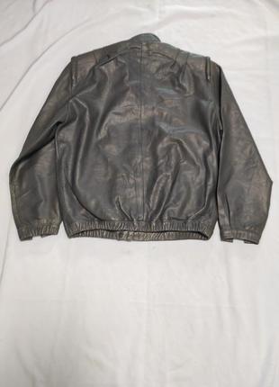 Стильная винтажная оверсайз куртка бомбер из натуральной кожи2 фото