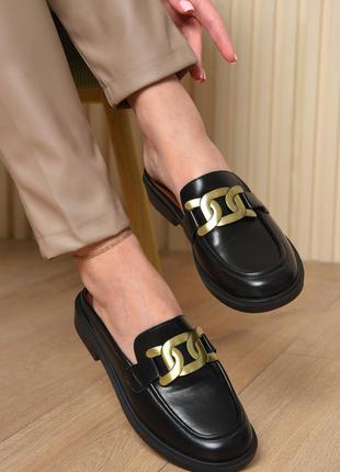 Туфли женские mei de li в стиле lauren  с открытой пяткой эко кожа черного цвета4 фото