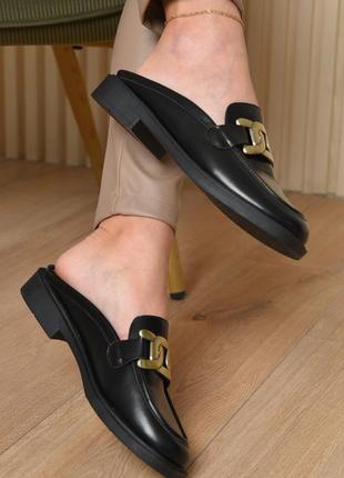 Туфли женские mei de li в стиле lauren  с открытой пяткой эко кожа черного цвета3 фото