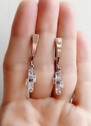 Серьги серебро 925 дсту + золото 375 дсту, серебро с золотыми пластинами, сережки, украина4 фото