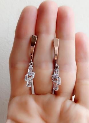 Серьги серебро 925 дсту + золото 375 дсту, серебро с золотыми пластинами, сережки, украина3 фото