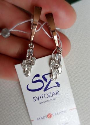 Серьги серебро 925 дсту + золото 375 дсту, серебро с золотыми пластинами, сережки, украина7 фото