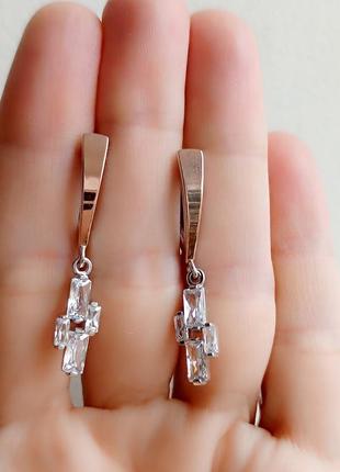 Серьги серебро 925 дсту + золото 375 дсту, серебро с золотыми пластинами, сережки, украина5 фото