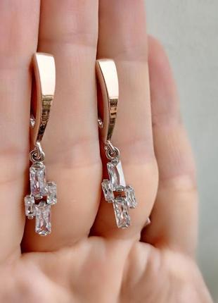 Серьги серебро 925 дсту + золото 375 дсту, серебро с золотыми пластинами, сережки, украина2 фото