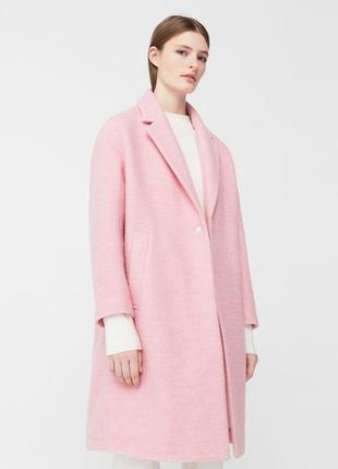 Женское розовое пальто оверсайз шерсть m-l mango оригинал4 фото