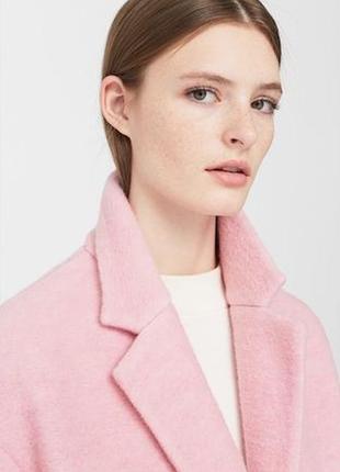 Женское розовое пальто оверсайз шерсть m-l mango оригинал5 фото