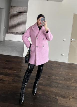 Пальто букле розовое седди размер м4 фото