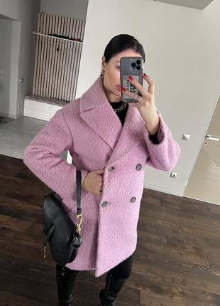 Пальто букле розовое седди размер м2 фото