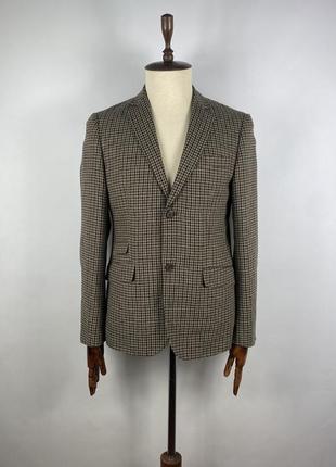 Гарний чоловічий піджак блейзер feraud slim fit wool blend brown blazer size 40r / 50