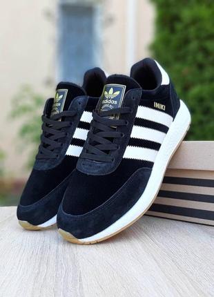 Кроссовки мужские adidas iniki черные с белым скидка sale / smb2 фото