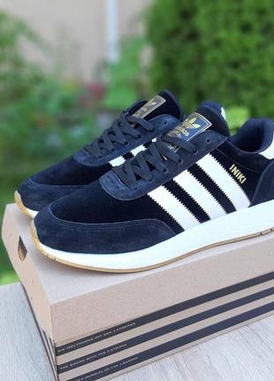 Кроссовки мужские adidas iniki черные с белым скидка sale / smb9 фото