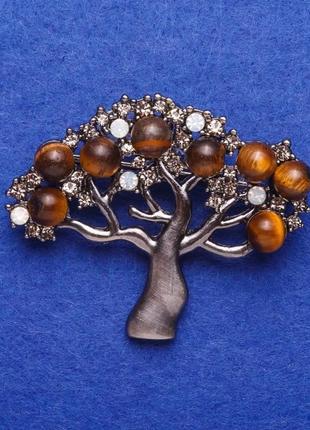 Брошь  тигровый глаз