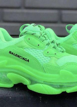 Кросівки balenciaga  39 neon неонові зелені прозора підошва2 фото