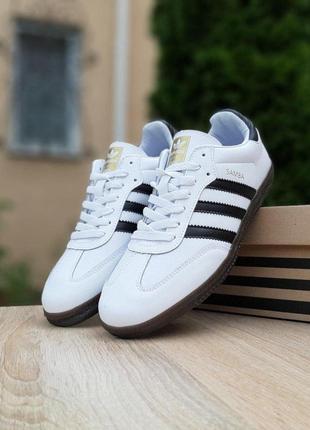 Adidas samba white/black мужские кроссовки адидас белые с чёрным 41-468 фото