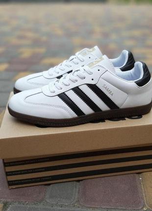 Adidas samba white/black мужские кроссовки адидас белые с чёрным 41-466 фото