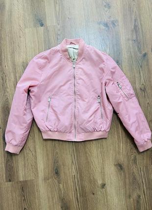 Нежно розовая куртка бомбер zara basic размер m7 фото