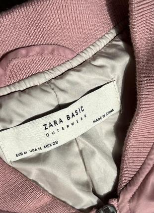 Нежно розовая куртка бомбер zara basic размер m6 фото