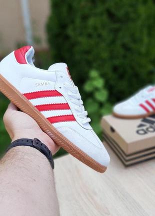 Adidas samba white/red мужские кроссовки адидас белые с красным  41-464 фото