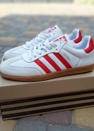 Adidas samba white/red мужские кроссовки адидас белые с красным  41-466 фото