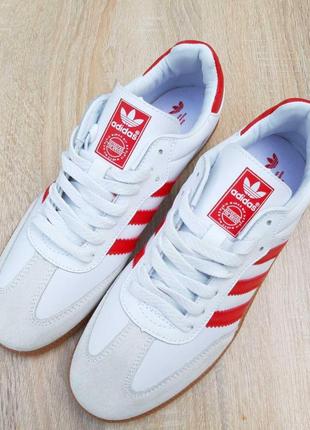 Adidas samba white/red мужские кроссовки адидас белые с красным  41-467 фото