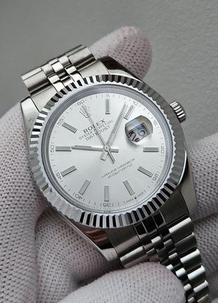 Швейцарские часы rolex datejust silver-white