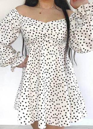 Платье женожа свободного кроя в горошек8 фото