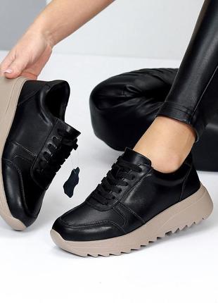 Жіночі кросівки натуральна шкіра чорні+моко,чорні,білі5 фото