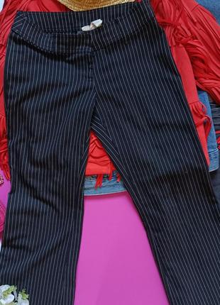 🔥 черные классические брюки в полоску клеш3 фото