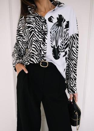 Зеброва блузка, сорочка зебра накат4 фото
